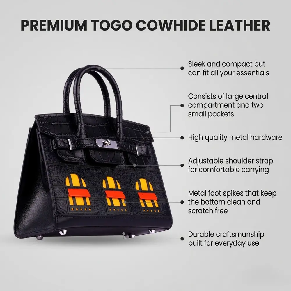 Kiara (S) - Black Premium cowhide leather mini sling Bag for women| ladies everyday handbag| durable & stylish shoulder bag| Multi-purpose bag for work, travel, sopping - Image 4