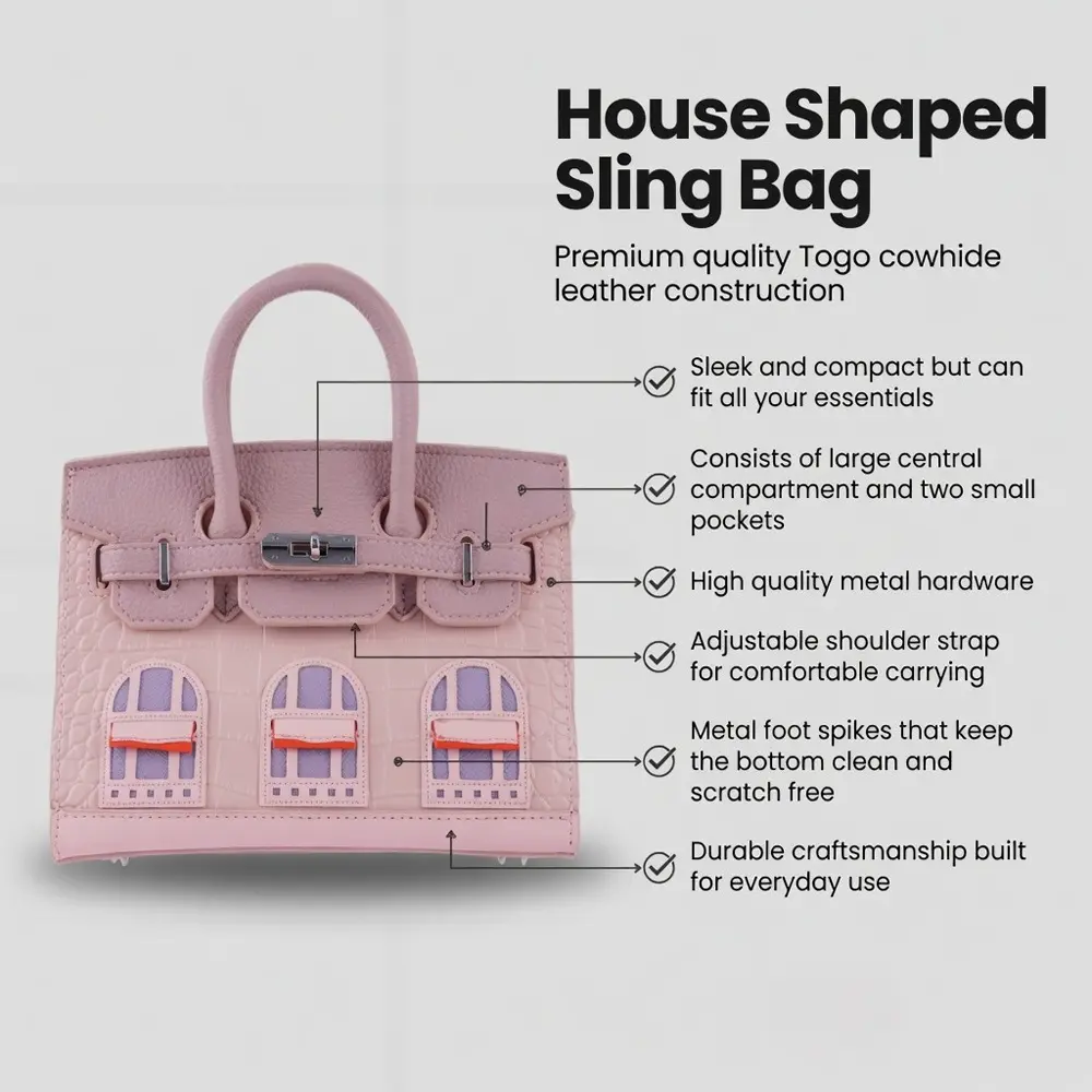 Kiara (S) - Pink Premium cowhide leather mini sling Bag for women| ladies everyday handbag| durable & stylish shoulder bag| Multi-purpose bag for work, travel, sopping - Image 3