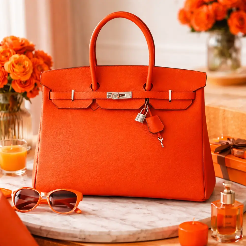 Tammara's Orange Premiun cowhide leather satchel Bag for women|Spacious everyday handbag| durable & stylish tote bags| Multi-purpose bags for work, travel, sopping - Image 2