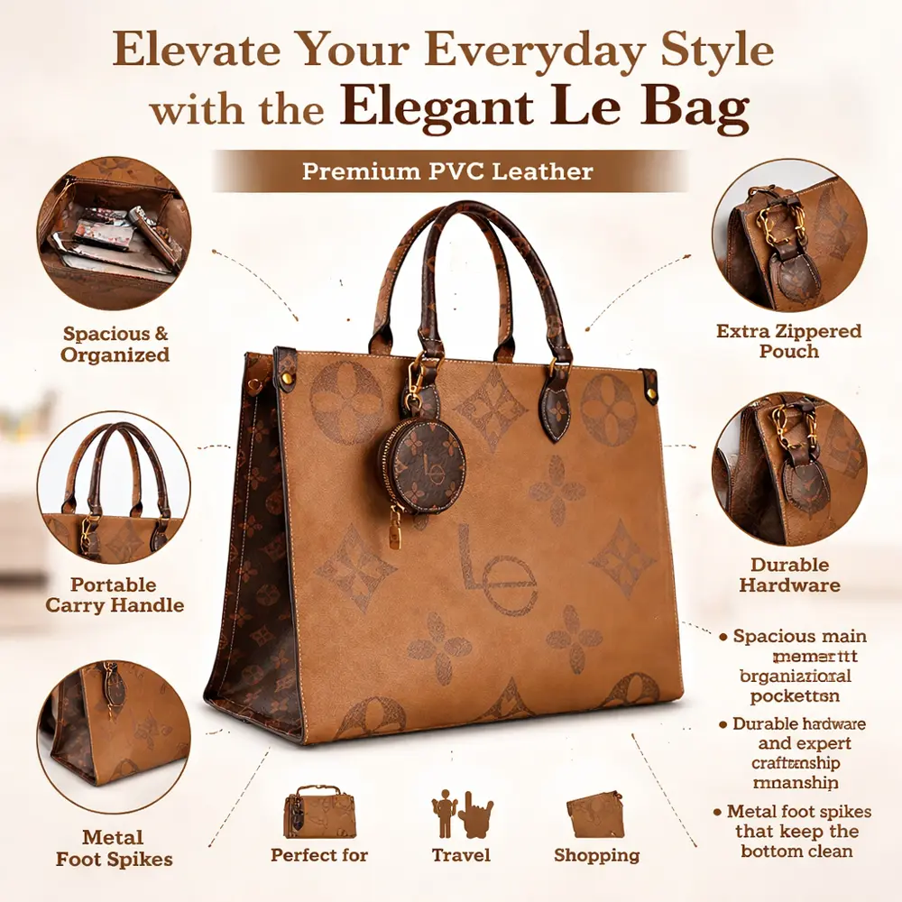 Le Bag- Tote Bag for women|Spacious everyday handbag| durable & stylish ladies shoulder bags| Multi-purpose bags for work, travel, sopping - Image 4