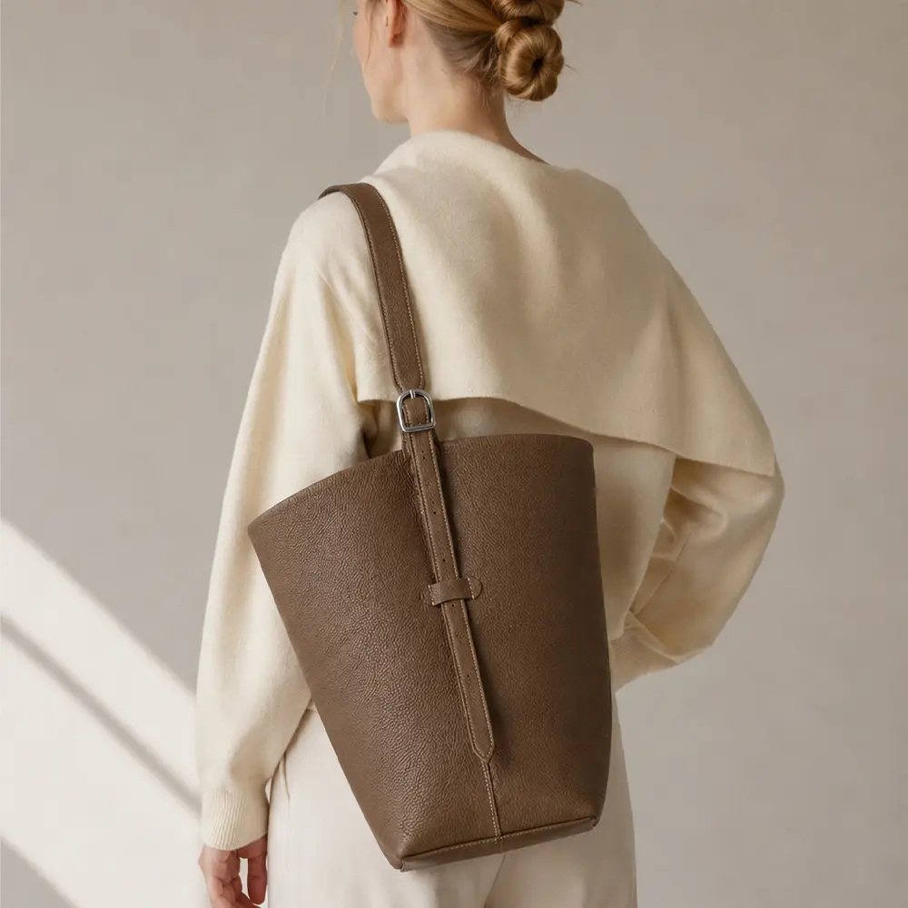 Naira - Khaki Premium cowhide leather Tote Bag for women|Spacious everyday handbag| durable & stylish ladies shoulder bags| Multi-purpose bags for work, travel, sopping.