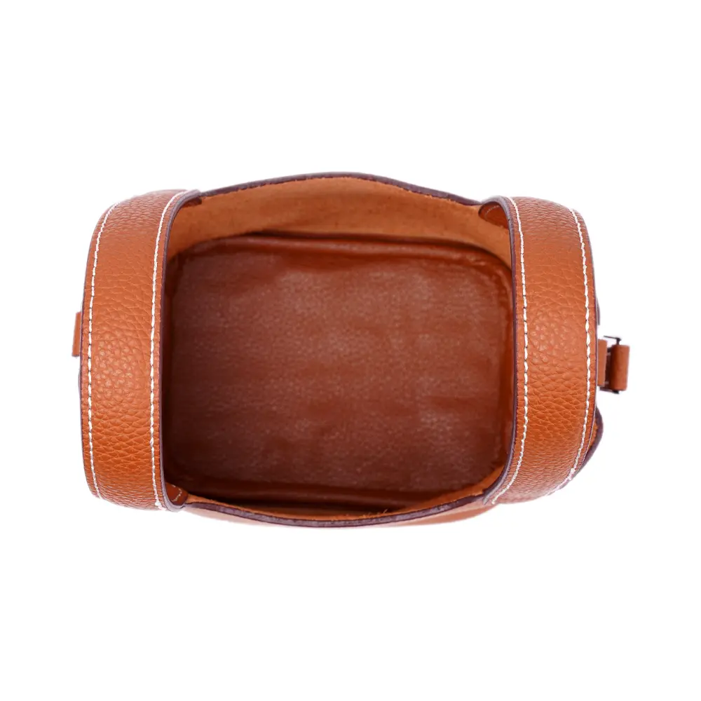 Bansuri (S) Tan Premium cowhide leather mini bucket Bag for women| ladies everyday handbag| durable & stylish bag| Multi-purpose bag for work, travel, sopping - Image 5