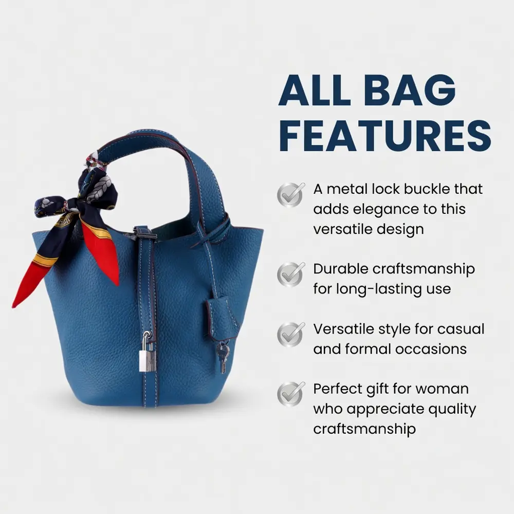 Bansuri (M) - Teal Blue Premium cowhide leather bucket Bag for women| spacious everyday handbag| durable & stylish Ladies shoulder bag| Multi-purpose bag for work, travel, sopping - Image 4