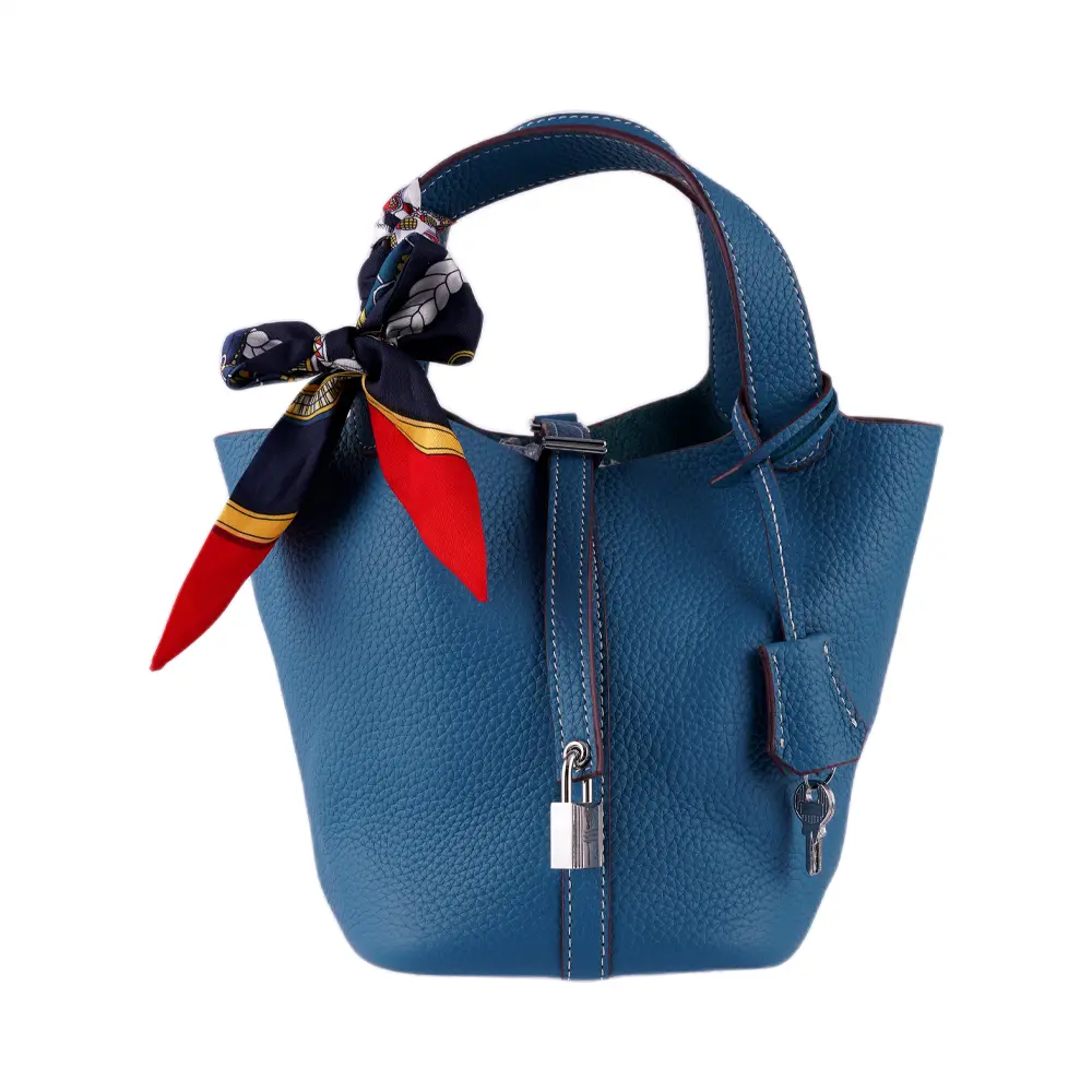 Bansuri (M) - Teal Blue Premium cowhide leather bucket Bag for women| spacious everyday handbag| durable & stylish Ladies shoulder bag| Multi-purpose bag for work, travel, sopping - Image 5