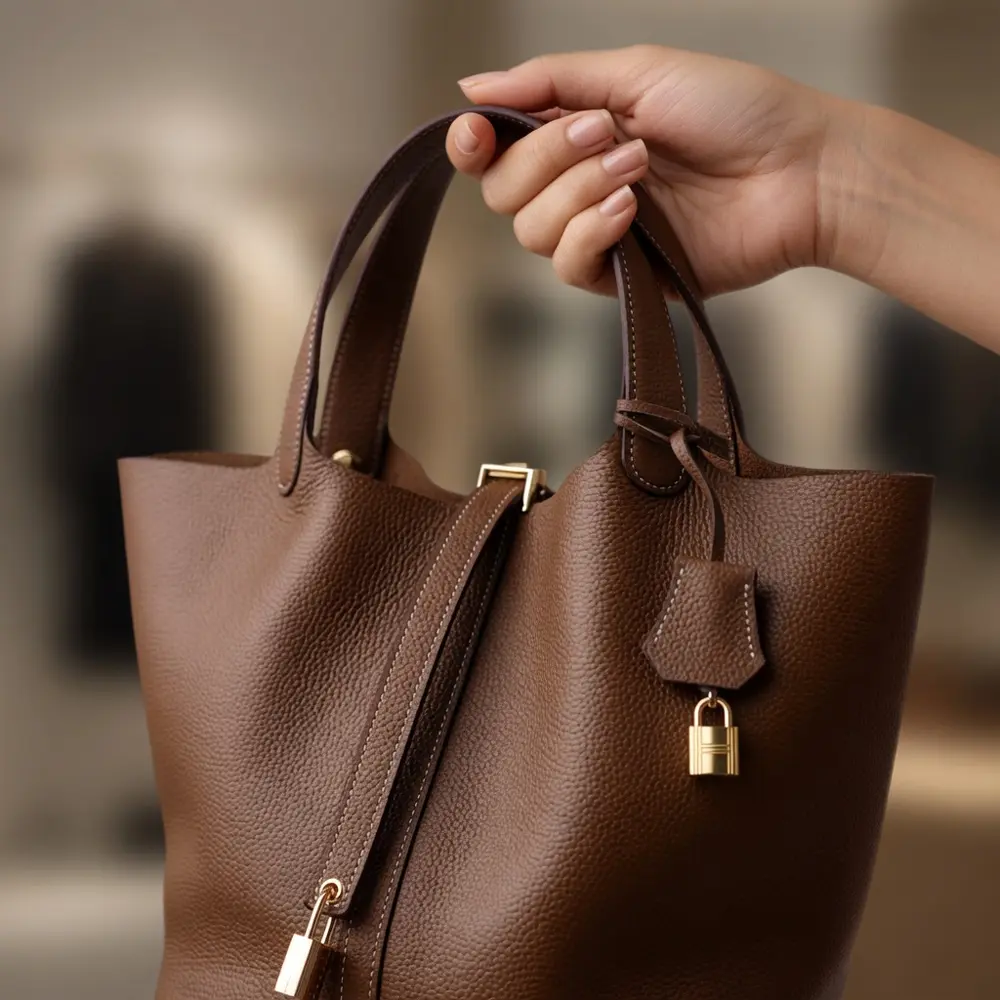 Shiori(L) - Khaki Premium cowhide leather Hobo Bag for women| spacious everyday handbag| durable & stylish ladies shoulder bag| Multi-purpose bag for work, travel, sopping - Image 2