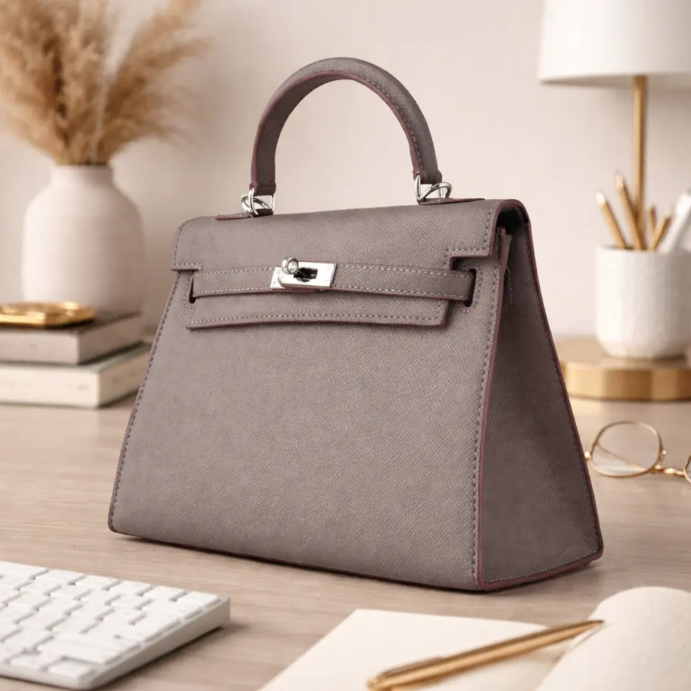 Meilin (M) - Grey Premium cowhide leather crossbody Bag for women| everyday handbag| durable & stylish ladies shoulder bags| Multi-purpose bags for work, travel, sopping - Image 2