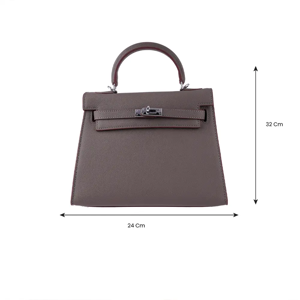 Meilin (M) - Grey Premium cowhide leather crossbody Bag for women| everyday handbag| durable & stylish ladies shoulder bags| Multi-purpose bags for work, travel, sopping - Image 3