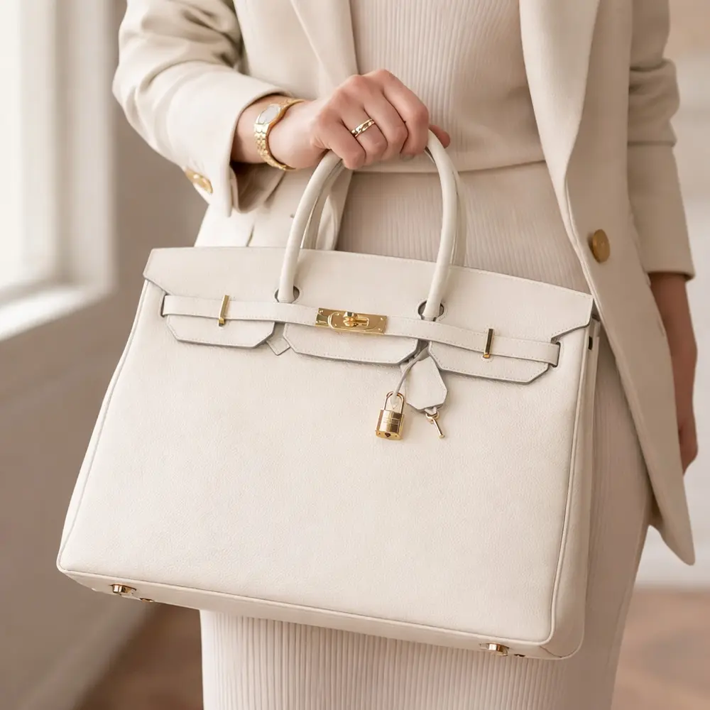 Tammara's Beige Premiun cowhide leather satchel Bag for women|Spacious everyday handbag| durable & stylish tote bags| Multi-purpose bags for work, travel, sopping - Image 2