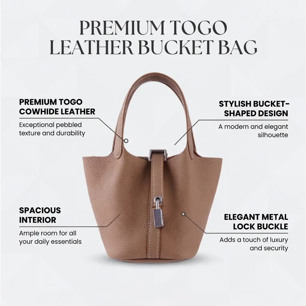 Bansuri (S) Grey Premium cowhide leather mini bucket Bag for women| ladies everyday handbag| durable & stylish bag| Multi-purpose bag for work, travel, sopping - Image 4