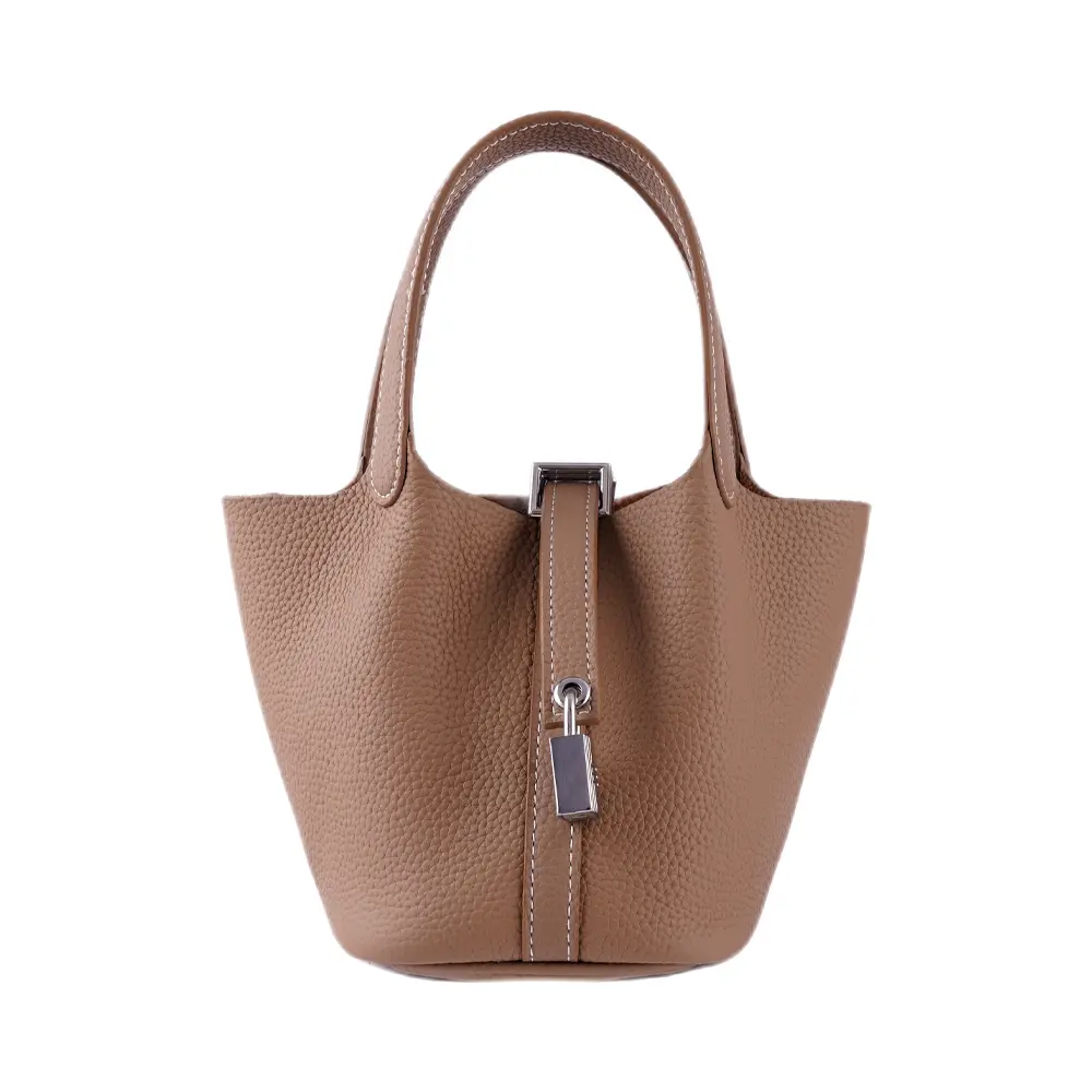 Bansuri (S) Grey Premium cowhide leather mini bucket Bag for women| ladies everyday handbag| durable & stylish bag| Multi-purpose bag for work, travel, sopping - Image 5