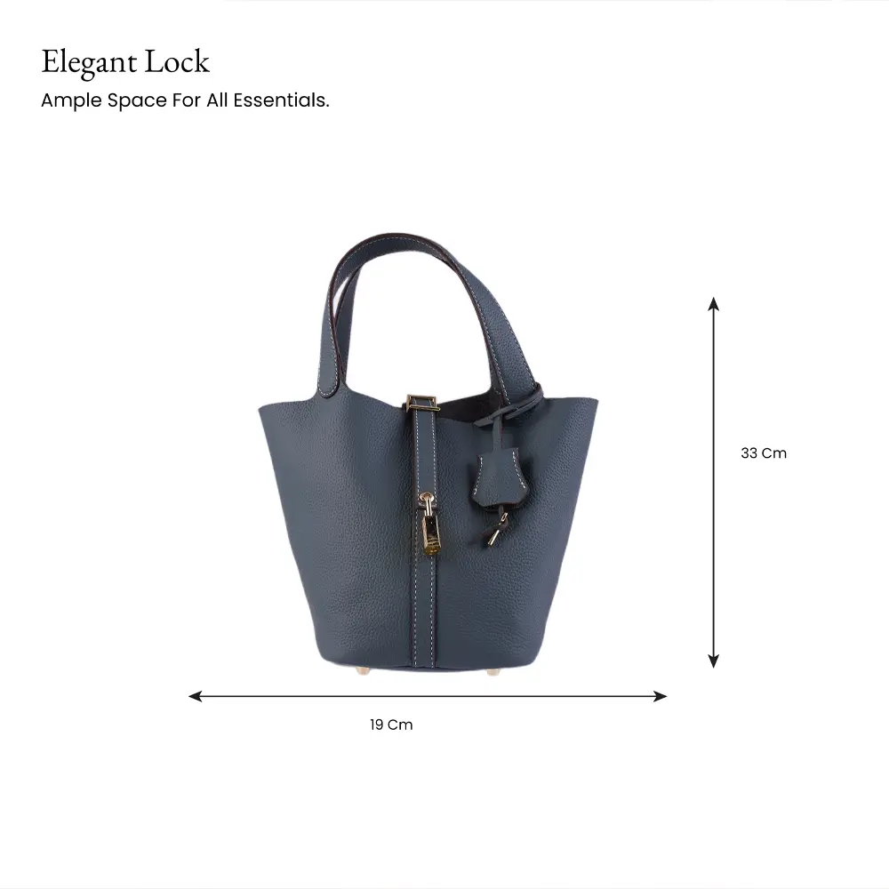 Bansuri (M) - Whale Blue Premium cowhide leather bucket Bag for women| spacious everyday handbag| durable & stylish Ladies shoulder bag| Multi-purpose bag for work, travel, sopping - Image 3