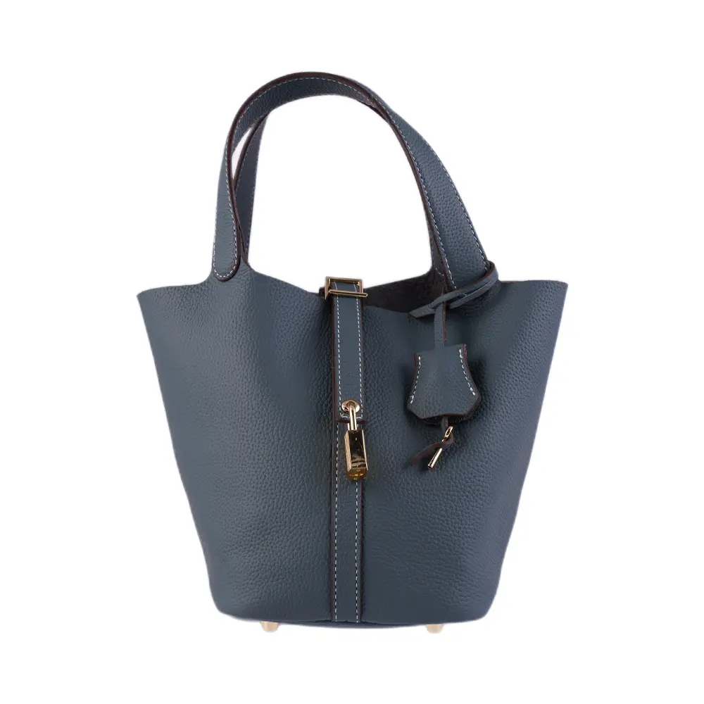 Bansuri (M) - Whale Blue Premium cowhide leather bucket Bag for women| spacious everyday handbag| durable & stylish Ladies shoulder bag| Multi-purpose bag for work, travel, sopping - Image 5