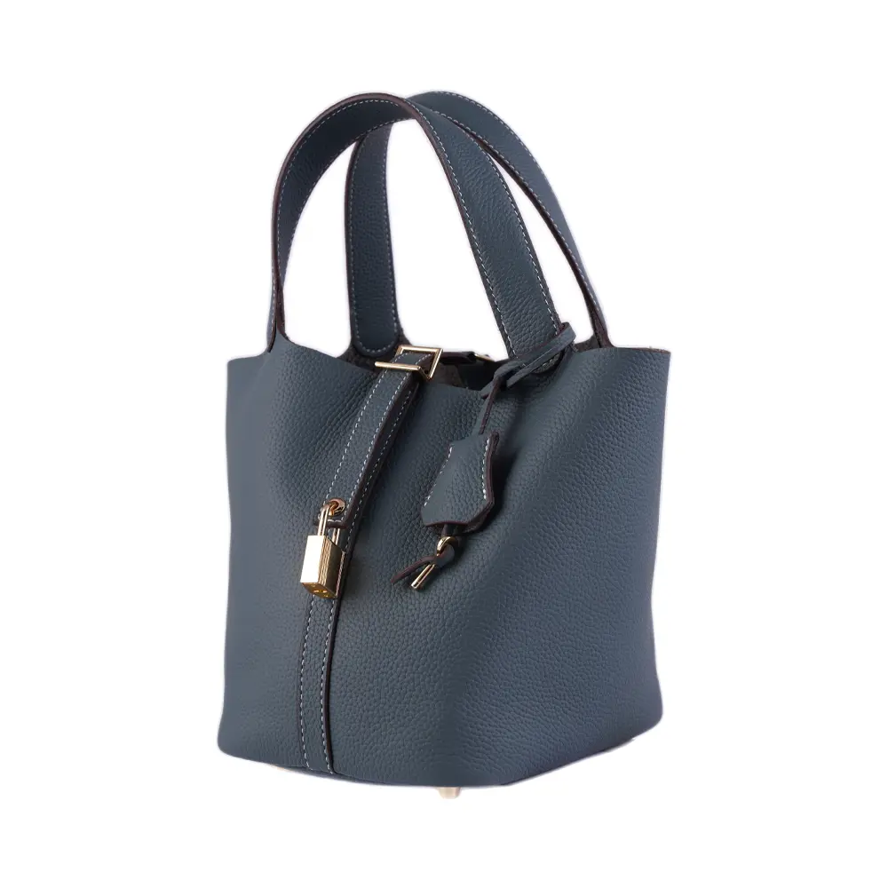 Bansuri (M) - Whale Blue Premium cowhide leather bucket Bag for women| spacious everyday handbag| durable & stylish Ladies shoulder bag| Multi-purpose bag for work, travel, sopping - Image 6