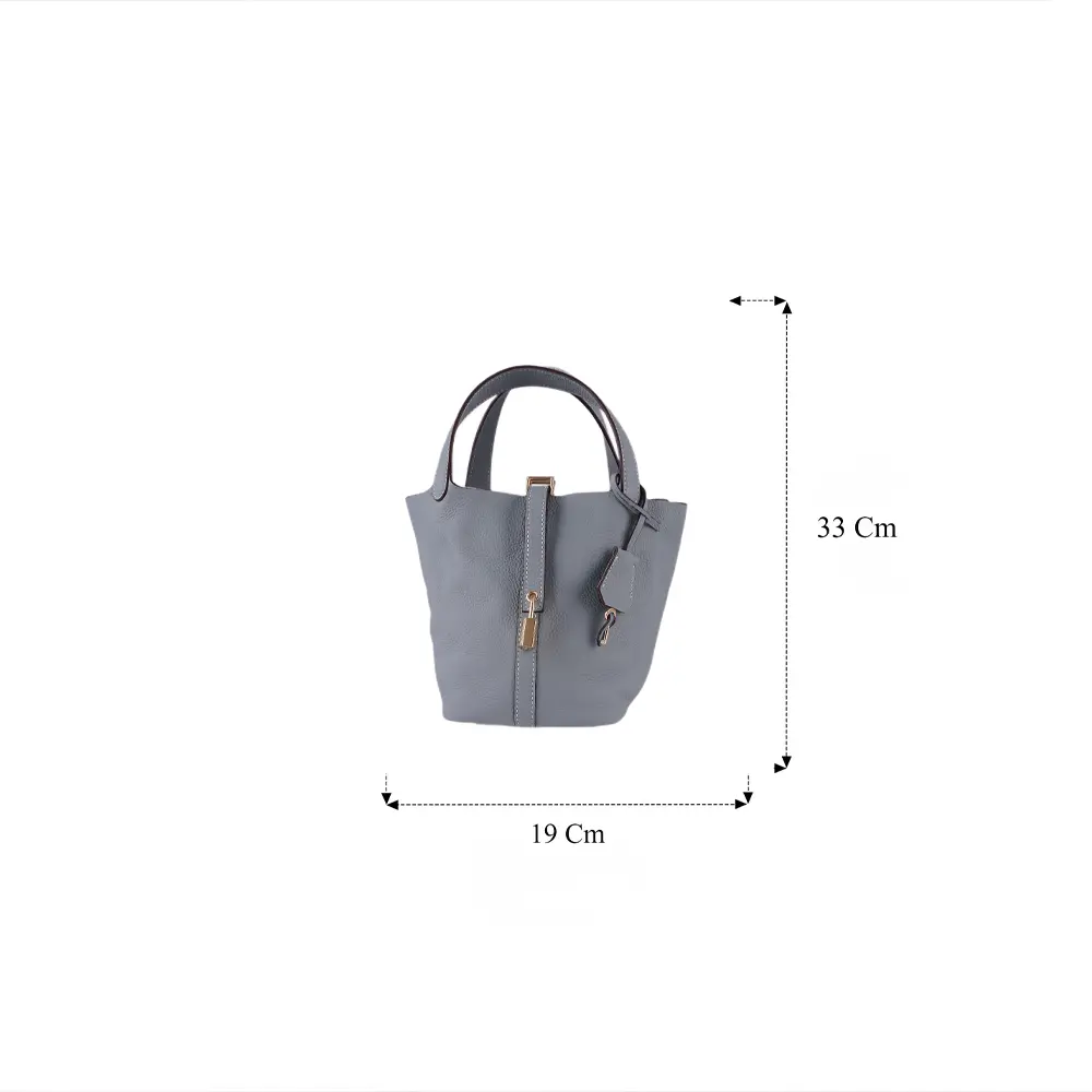 Bansuri (M) - Powder Blue Premium cowhide leather bucket Bag for women| spacious everyday handbag| durable & stylish Ladies shoulder bag| Multi-purpose bag for work, travel, sopping - Image 3