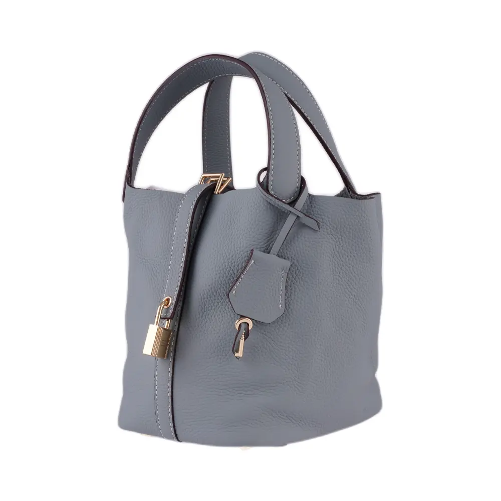Bansuri (M) - Powder Blue Premium cowhide leather bucket Bag for women| spacious everyday handbag| durable & stylish Ladies shoulder bag| Multi-purpose bag for work, travel, sopping - Image 7