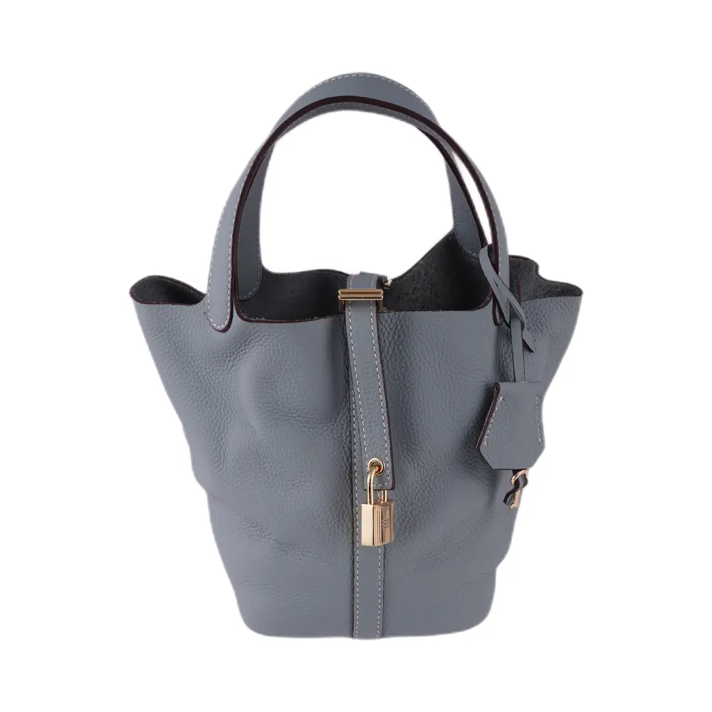 Bansuri (M) - Powder Blue Premium cowhide leather bucket Bag for women| spacious everyday handbag| durable & stylish Ladies shoulder bag| Multi-purpose bag for work, travel, sopping - Image 8